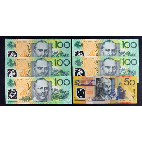 438 - Australia (6), 100 Dollars dated 1996 x 4 and 1999, 50 Dollars dated 1995, VF to EF