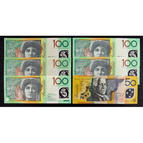 438 - Australia (6), 100 Dollars dated 1996 x 4 and 1999, 50 Dollars dated 1995, VF to EF