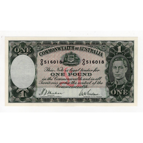 443 - Australia 1 Pound issued 1938, first issue with green signatures Sheehan & McFarlane, King George VI... 