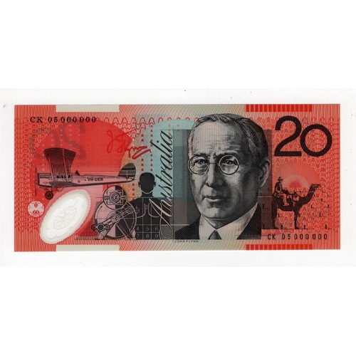 454 - Australia 20 Dollars dated 2005, signed MacFarlane & Henry, scarce SPECIMEN note, serial CK 05 00000... 