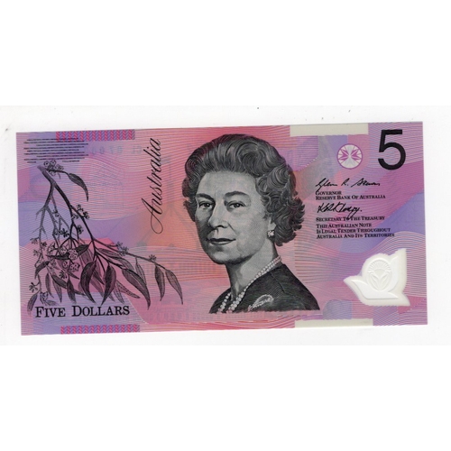 456 - Australia 5 Dollars dated 2007, signed Stevens & Henry, scarce SPECIMEN note, serial CL 07 000000 (B... 