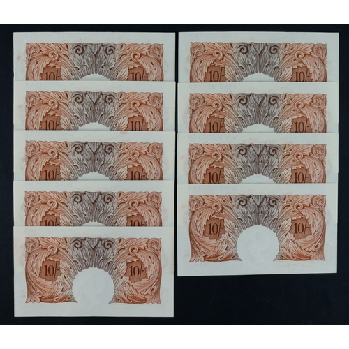 46 - Beale 10 Shillings (B266) issued 1950 (9), a consecutively numbered run, serial H28Z 357167 - H28Z 3... 