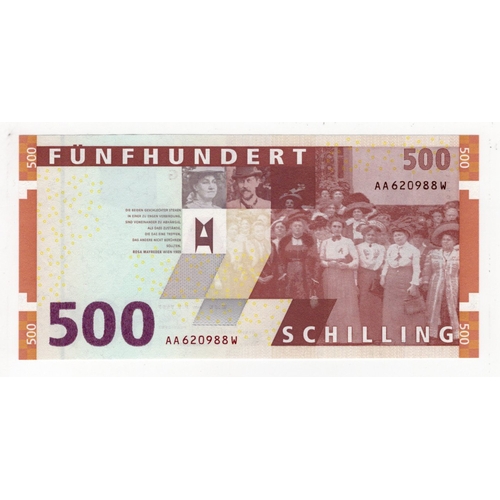 468 - Austria 500 Schilling dated 1st January 1997, serial AA 620988 W (BNB B259a, Pick154) Uncirculated