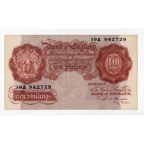 47 - Beale 10 Shillings (B267) issued 1950, REPLACEMENT note serial 19A 942729 (B267, Pick368b) EF