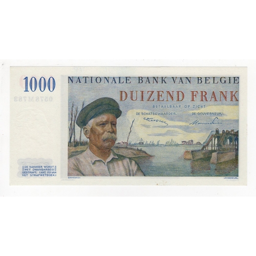 490 - Belgium 1000 Francs dated 27th February 1950, first year of issue, serial 0578 M 783 (BNB B580a, Pic... 