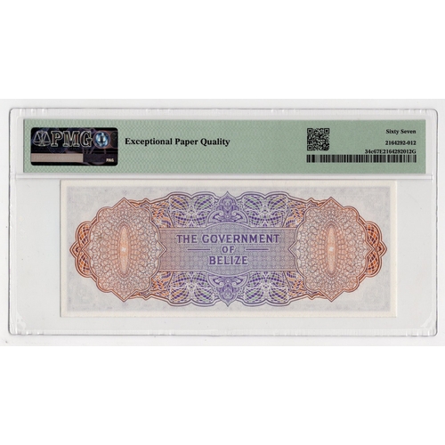 496 - Belize 2 Dollars dated 1st January 1976, Queen Elizabeth II portrait at right, serial B/1 523111 (BN... 