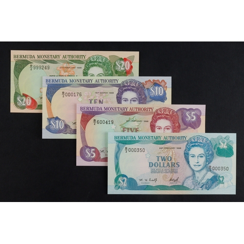 497 - Bermuda (4), 20 Dollars, 10 Dollars, 5 Dollars and 2 Dollars dated 1996, the 20 Dollars with HIGH nu... 