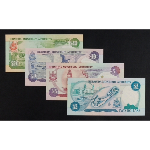 497 - Bermuda (4), 20 Dollars, 10 Dollars, 5 Dollars and 2 Dollars dated 1996, the 20 Dollars with HIGH nu... 