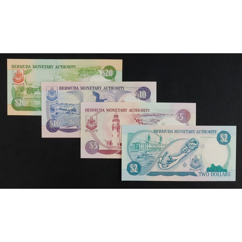 498 - Bermuda (4), 20 Dollars, 10 Dollars, 5 Dollars dated 20th February 1989 and 2 Dollars dated 1st Augu... 