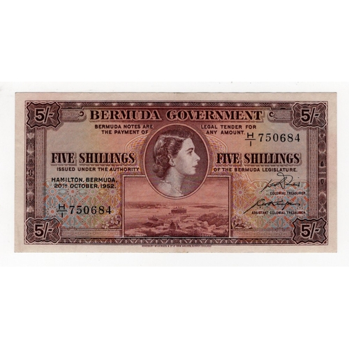 499 - Bermuda 5 Shillings dated 20th October 1952, scarcer first date of issue, portrait Queen Elizabeth I... 