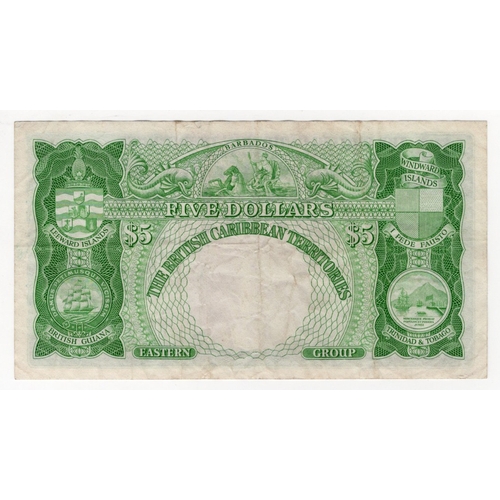 509 - British Caribbean Territories 5 Dollars dated 1st September 1951, portrait King George VI at right, ... 