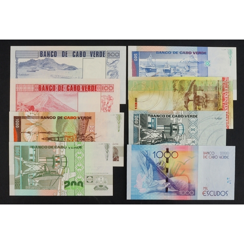 520 - Cape Verde (8), comprising 100 Escudos & 500 Escudos dated 1977, 1000 Escudos, 500 Escudos and 200 E... 