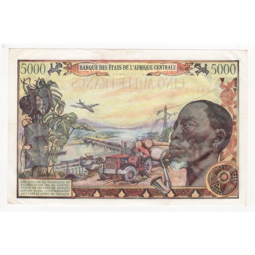 521 - Central African Republic 5000 Francs dated 1st January 1980, serial M.3 88607 (BNB B107a, Pick11) go... 