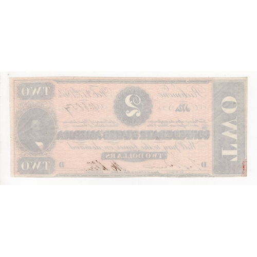 540 - Confederate States of America 2 Dollars dated 17th February 1864, Plate 9D (Pick66b) a few dents, or... 