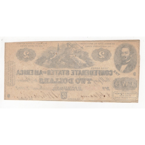 541 - Confederate States of America 2 Dollars dated 2nd June 1862, Plate 9 Third Series (Pick41) original ... 