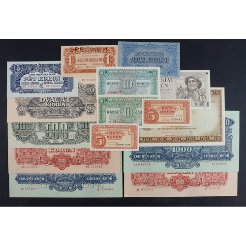 544 - Czechoslovakia (15), 1000 Korun and 500 Korun dated 1944 perforated 'SPECIMEN' with revalidation adh... 