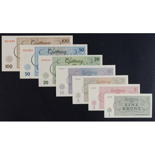 545 - Czechoslovakia (7), 100, 50, 20, 10, 5, 2 & 1 Kronen dated 1st January 1943, Theresienstadt Ghetto n... 