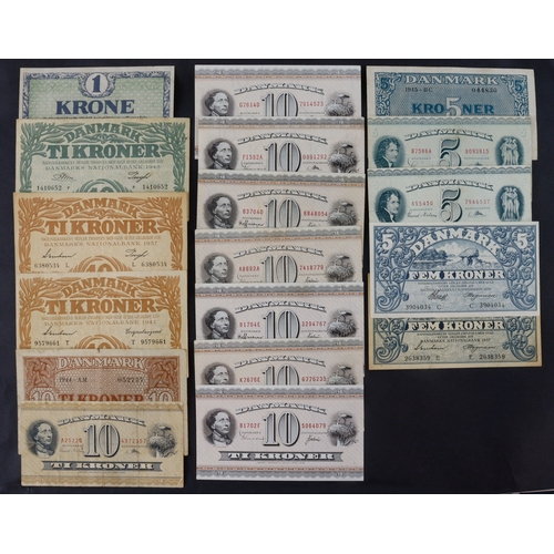 546 - Denmark (18), 10 Kroner (12) dated 1937 - 1970, 5 Kroner (5) dated 1935 - 1958, 1 Krone dated 1918, ... 