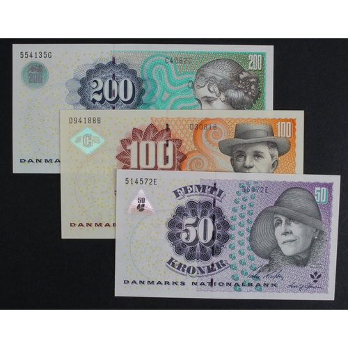 547 - Denmark (3), 200 Kroner dated 2008, 100 Kroner dated 2008 and 50 Kroner dated 2007 (BNB B930 - B932,... 