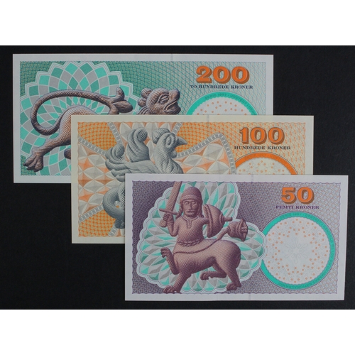 547 - Denmark (3), 200 Kroner dated 2008, 100 Kroner dated 2008 and 50 Kroner dated 2007 (BNB B930 - B932,... 