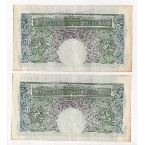 55 - Catterns 1 Pound (B225) issued 1930 (2), a consecutively numbered pair serial X25 039903 - X25 03990... 