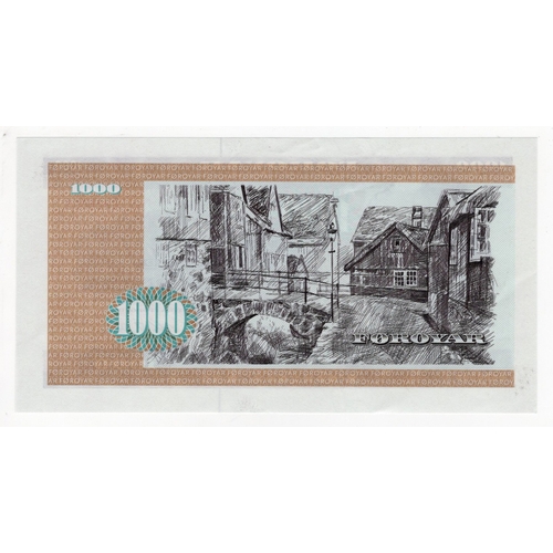 561 - Faeroe Islands 1000 kronur dated 1987, serial A0871A 0326032 (BNB B211c, Pick23c) light dents/handli... 