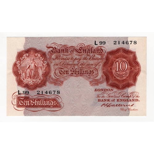 58 - Catterns 10 Shillings (B223) issued 1930, highest number '99' prefix, serial L99 214678 (B223, Pick3... 