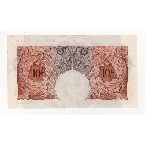 58 - Catterns 10 Shillings (B223) issued 1930, highest number '99' prefix, serial L99 214678 (B223, Pick3... 