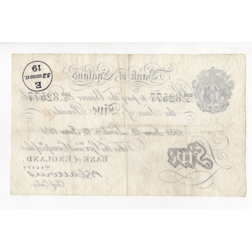 59 - Catterns 5 Pounds (B228) dated 19th June 1931, serial 098/J 82577, London issue (B228, Pick328a) ban... 