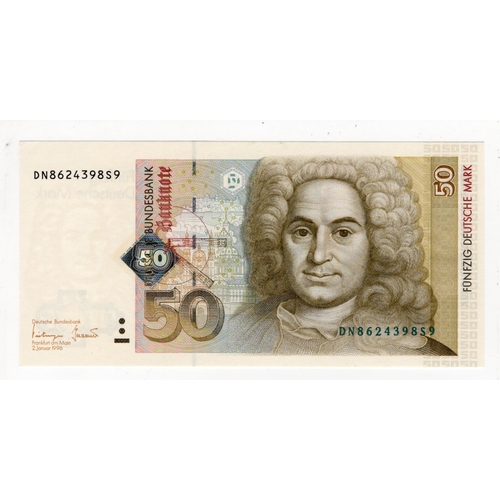 597 - Germany Federal Republic 50 Deutsche Mark dated 2nd January 1996, last pre Euro issue, serial DN8624... 