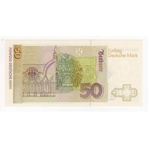 597 - Germany Federal Republic 50 Deutsche Mark dated 2nd January 1996, last pre Euro issue, serial DN8624... 