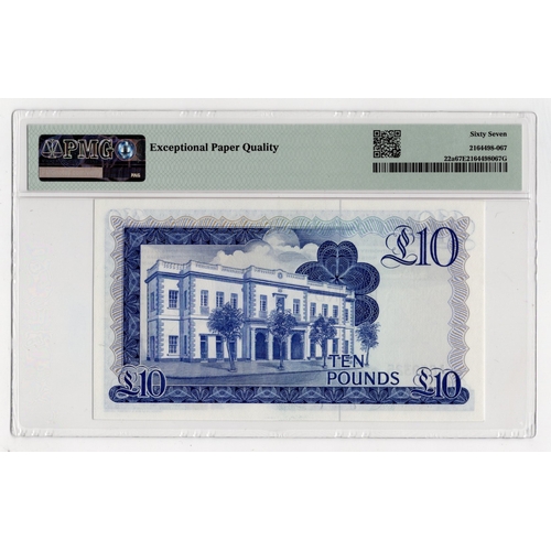 600 - Gibraltar 10 Pounds dated 20th November 1975, rarer date, serial A689325 (BNB B120a, Pick22a) in PMG... 