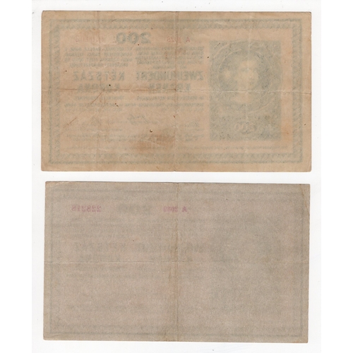 610 - Hungary (2), Austro-Hungarian Bank 200 Korona (2) dated 27th October 1918 (issued 1919) Series A1028... 