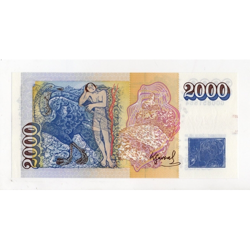 615 - Iceland 2000 Kronur dated Law 1986 (1995), serial G00851864 (BNB B812b, Pick57a) Uncirculated