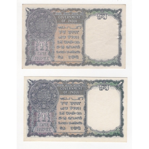 616 - India 1 Rupee (2) dated 1940, King George VI portrait to right, serial T/34 101880 & F/67 908307 (BN... 