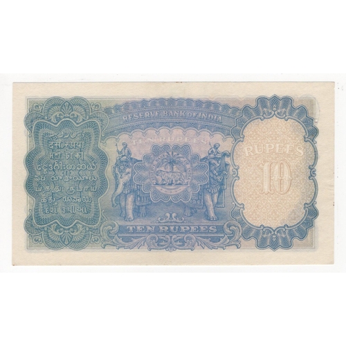 620 - India 10 Rupees issued 1937, portrait King George VI at right, signed J.B. Taylor, serial A/90 41653... 