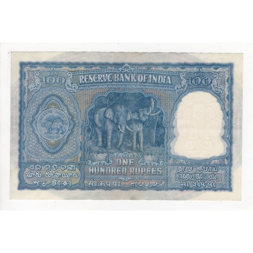 624 - India 100 Rupees issued 1950, signed Benegal Rama Rau, Kanpur issue, serial U/2 404448 (BNB B223a, P... 