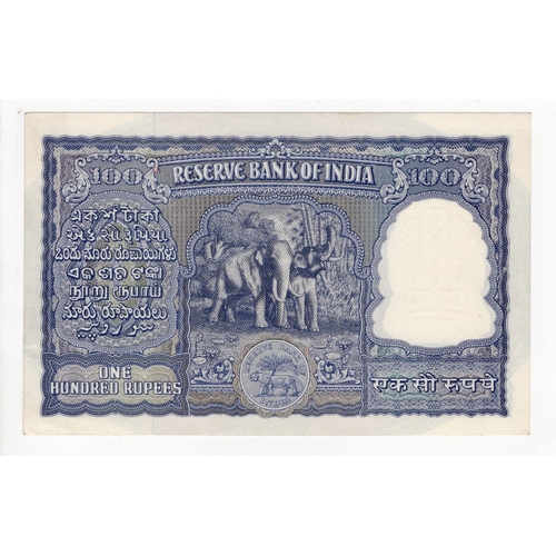 626 - India 100 Rupees issued 1953, signed H.V.R. Lengar, with security thread, serial number AA/8 948560 ... 