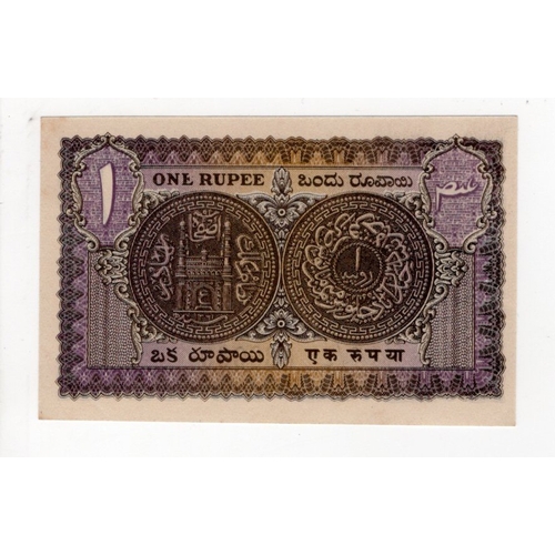 634 - India, Princely State of Hyderabad 1 Rupee issued 1939 - 1946, signed Liaqat Jung, serial R/4 630090... 