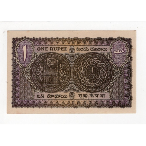 635 - India, Princely State of Hyderabad 1 Rupee issued 1945 - 1953, signed Zahid Jung, serial X/4 998576 ... 