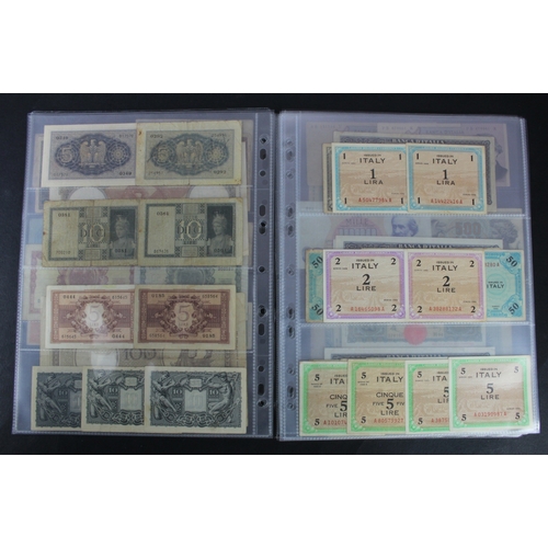 679 - Italy (58), collection in album sleeves, including 50 Lire dated 1933 and 1943, 1000 Lire dated 1943... 