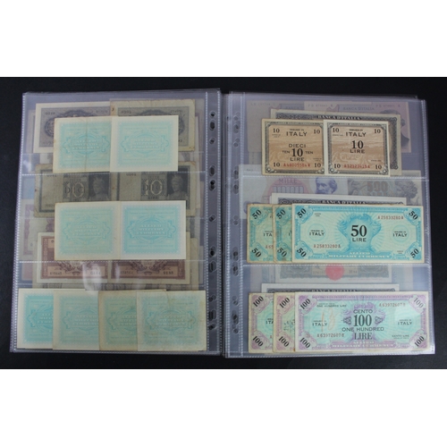 679 - Italy (58), collection in album sleeves, including 50 Lire dated 1933 and 1943, 1000 Lire dated 1943... 