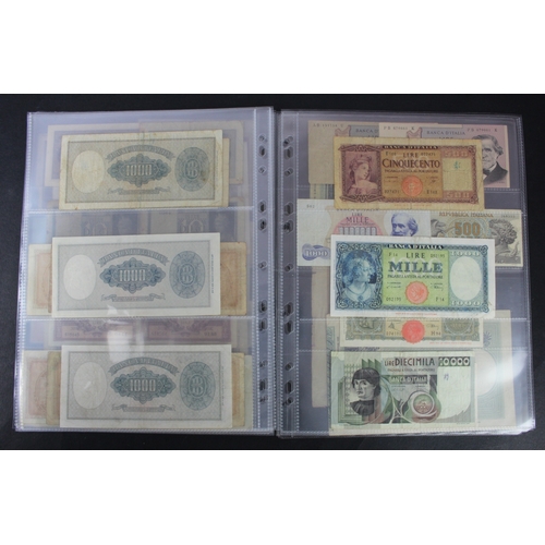 679 - Italy (58), collection in album sleeves, including 50 Lire dated 1933 and 1943, 1000 Lire dated 1943... 