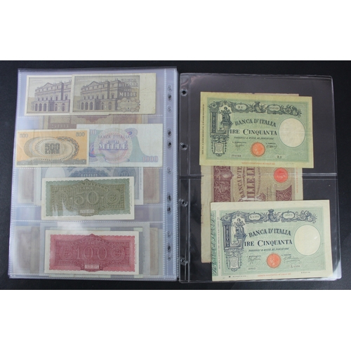 679 - Italy (58), collection in album sleeves, including 50 Lire dated 1933 and 1943, 1000 Lire dated 1943... 