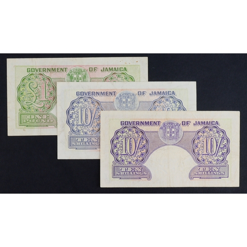 682 - Jamaica (3), a group of King George VI portrait notes, 1 Pound dated 15th August 1957, 10 Shillings ... 