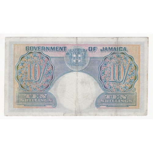 683 - Jamaica 10 Shillings dated 1st November 1940, portrait King George VI at left, in 1941 the SS Politi... 