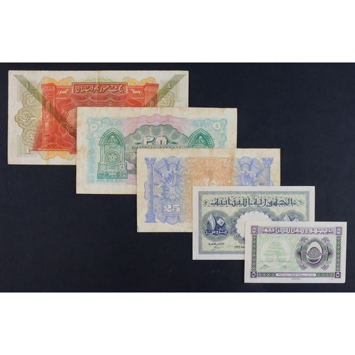 690 - Lebanon (5), 1 Livre 1939, 50Piastres and 25 Piastres dated 1942, 10 Piastres and 5 Piastres dated 1... 