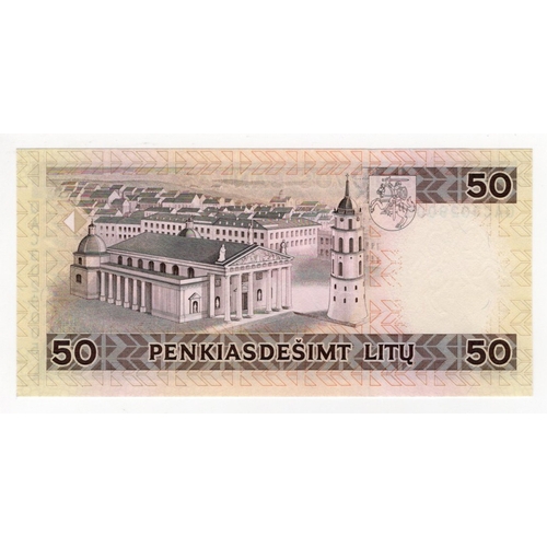 702 - Lithuania 50 Litu dated 1993, serial QAC3029005 (BNB B169a, Pick58a) Uncirculated