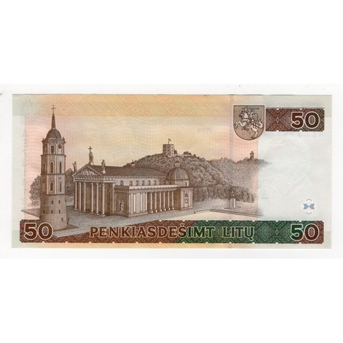 703 - Lithuania 50 Litu dated 1998, FIRST PREFIX serial AE7314187 (BNB B172a, Pick61) Uncirculated