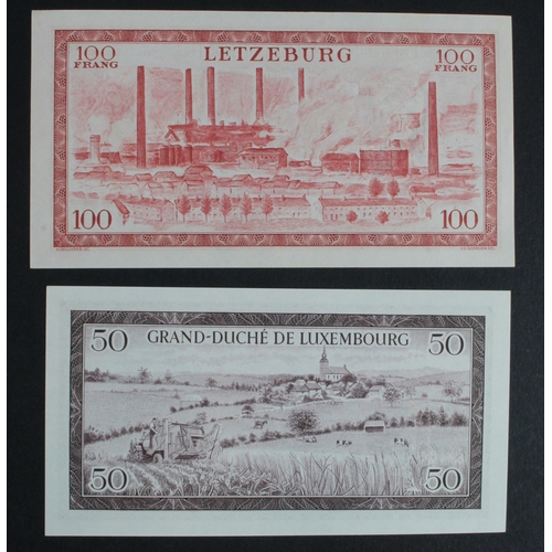 707 - Luxembourg (2), 100 Francs dated 15th June 1956, serial B147926 (BNB B333a, Pick50a) light dents, ab... 